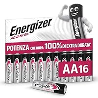 Energizer Advanced – Pile AA (Confezione da 16) – Batterie Alcaline 1,5 V – Potenza Che Dura 100% Di Extra Durata – Made in EU – 0% imballaggio privo di plastica [Esclusiva Amazon]