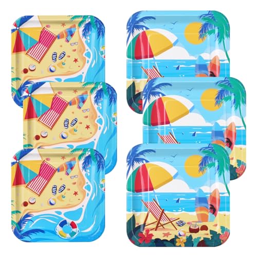 Gatherfun 80 PCS Beach Theme Party Supplies Set - Ultimate Summer Pool Pack with Paper Dinner & Dessert Plates for Hawaiian Beach Party, Birthday Decorations & More,