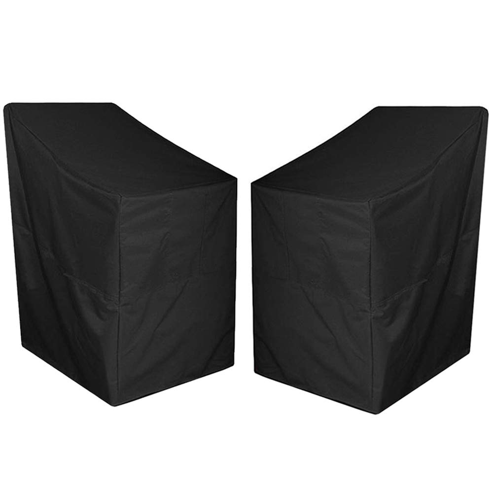 Aousthop Black Garden Chair Cover 2 Pack 210D Oxford Fabric Waterproof Anti-Uv Tear-Proof Reclining Patio Stacking Chair Cover (89X89x120cm)