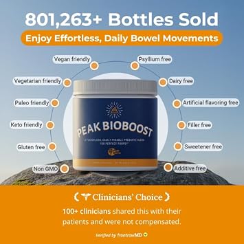 Peak BioBoost - Prebiotic Fiber Supplement - Flavorless Digestive Nutritional Supplements - Easy to Dissolve Prebiotic Powder - No Gluten, Soy or Dairy - 1 Month Supply - 30 Servings