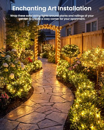 2 Pack Total 66Ft 200 LED Solar Christmas Fairy Lights Outdoor Waterproof - image 7