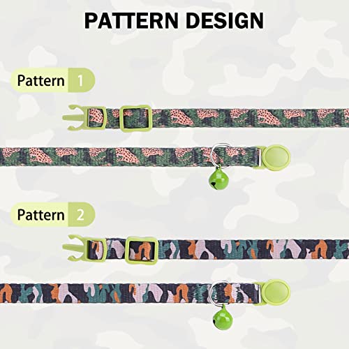 Dillybud Breakaway Cat Collars For Girl Boy Cats,Spring Summer All Weather Cat Collar Personalized Pattern 2 Pack,Cute Classic Safety Buckles And Bells,Adjustable Printed Nylon Colorful Pink #TOP3