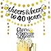 Produktbild JeVenis 4 Stück 40. Geburtstagsbanner Prost auf 40 Jahre Banner 40. Geburtstagskuchenaufsatz Prost auf 40 Jahre Kuchenaufsatz 40. Geburtstagsdekoration 40. Jahrestag Partydekoration