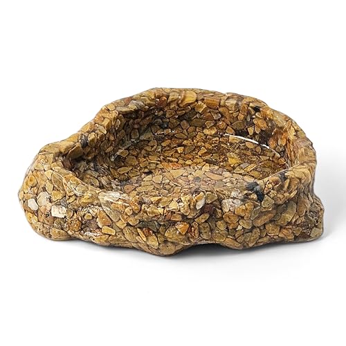 Water Dish for AmphibiansReptile Food and Water Rock BowlsTerrarium Decor for Reptiles and Other Little CrittersTerrarium Bowls Small Size