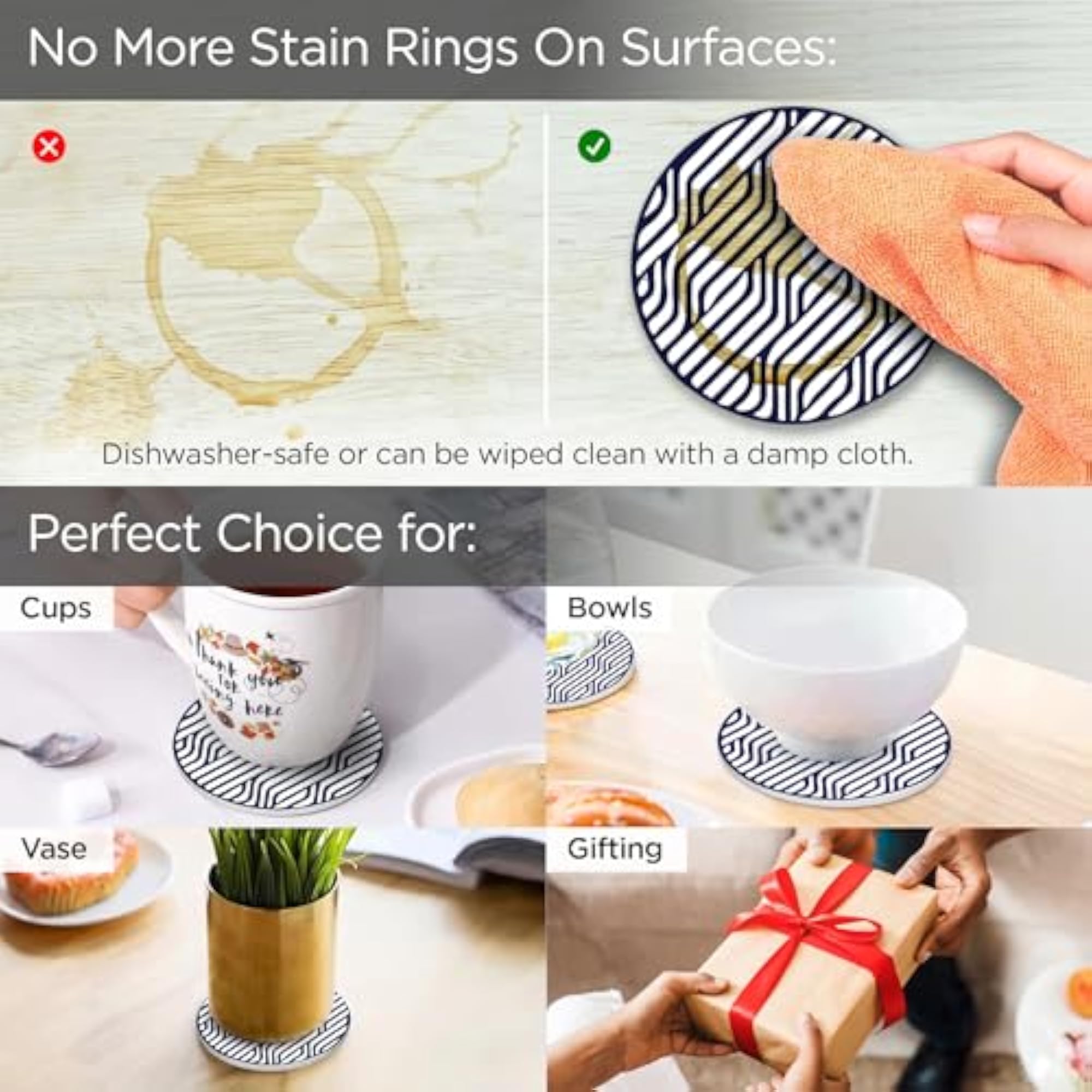 Silicone Coasters Set of 6 with Holder