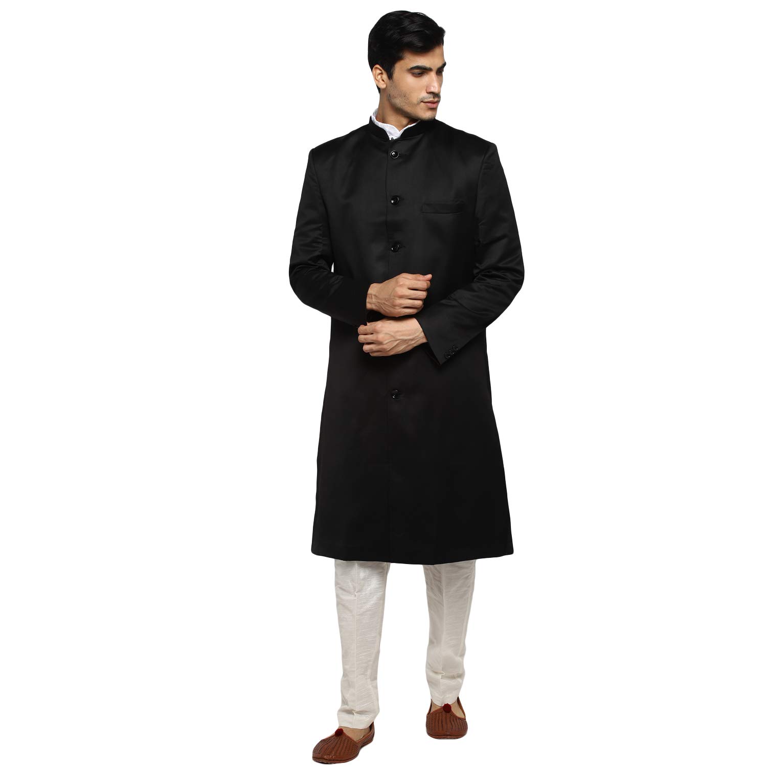 royal kurta Mens Nehru Collar Kneelong Bandhgala Polyviscose Indowestern Sherwani-picture-13