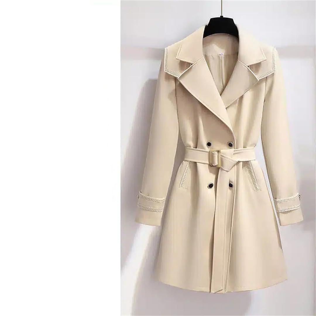 Trench da donna alla moda, doppiopetto, colletto a vento, capispalla slim