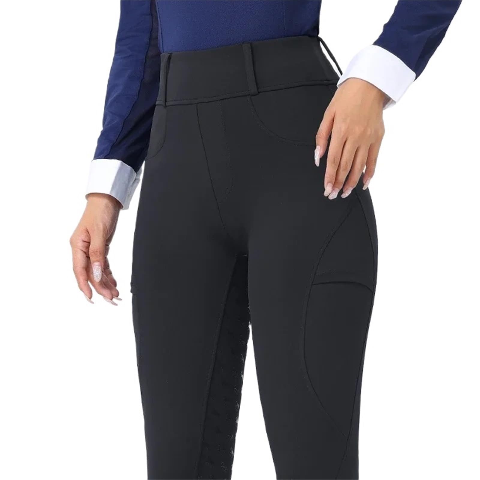 Pantalones de equitación Pantalones De Equitación De Silicona con Asiento Completo, Mallas Y Leggings For Montar A Caballo, Ropa Ecuestre For Mujer(Black,S)