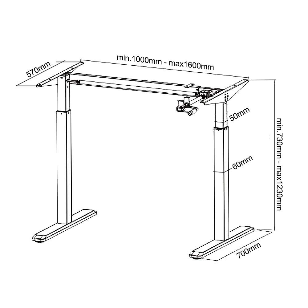 Buy Maclean MC790 Desk Frame Office Table Frame Manual Height