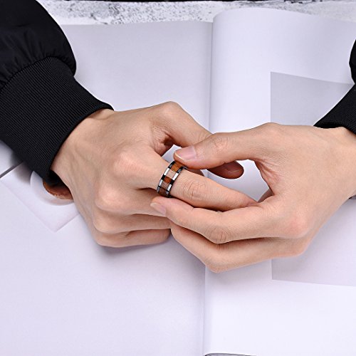 King Will Nature 8Mm Black Koa Wood Ceramic Ring Wedding Band Polished Finish Comfort Fit Flat Style9 #TOP4