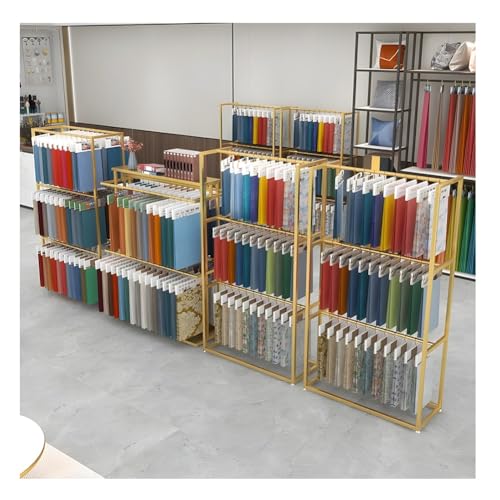 Estante para rollos de tela con barras ajustables en color dorado elegante