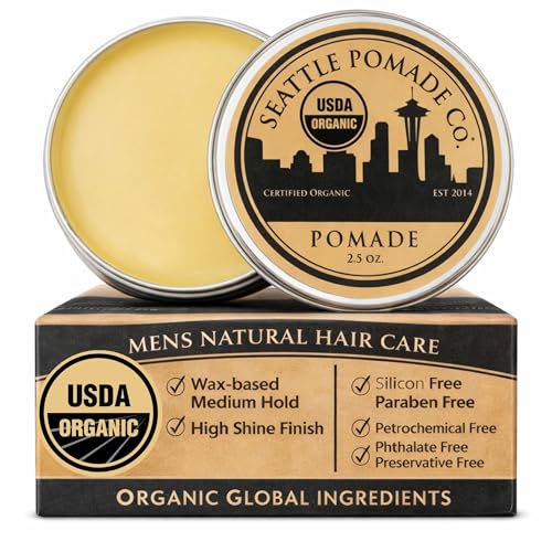Seattle Pomade Co. USDA Certified Organic Pomade. Medium Hold & High Shine, Hair Styling Formula Non...