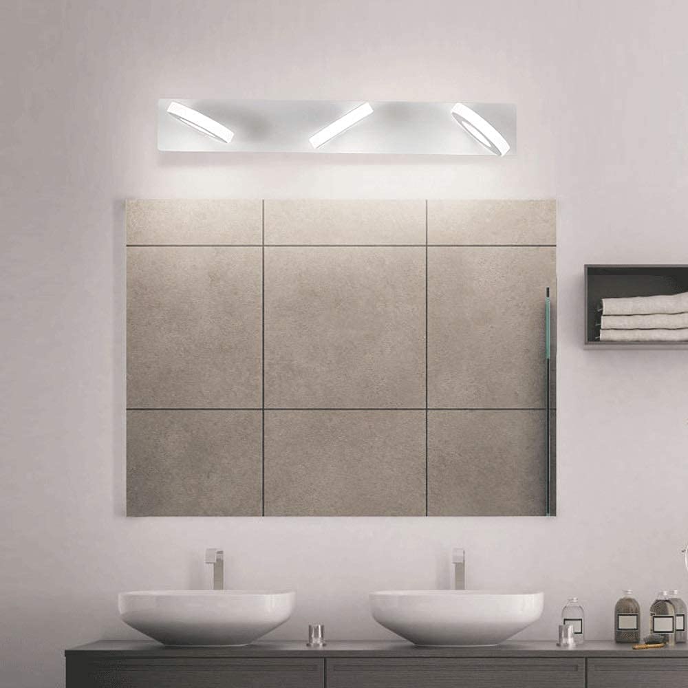 Lanterna per Bagno Illuminazione Trucco Sopra lo Specchio Lampada Led Luci a Immagini Lampada Frontale per Specchio da Bagno con Angolo Regolabile/9W 6000K