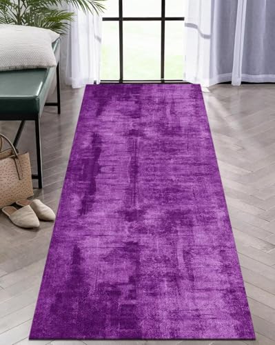 Tapis de couloir violet 40x450 cm abstrait lavable et antidérapant pour entrée - 6