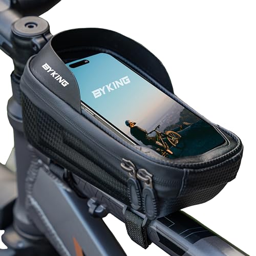 Byking Phone Holder Waterproof Cycle Frame Bag Top Tube Bike Accessory for Phones Up to 6.7 Bicycle Frame Bag MTB Accessory Cycling Gift for Men