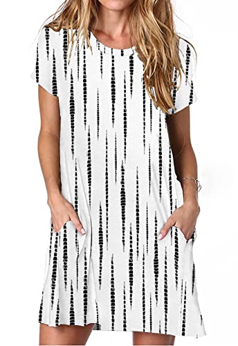 Image of Alaster Women's Casual Summer T Shirt Dress Loose Short Sleeve Tunic Dress with Pocket for Women