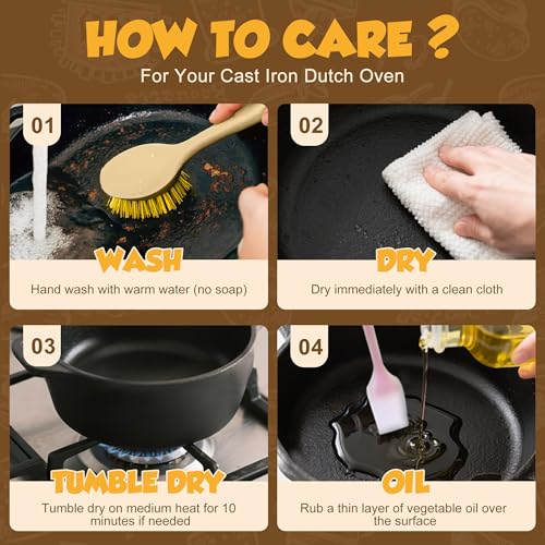 Image of Cast Iron Dutch Oven, 5 QT, Pre-Seasoned with Lid | Sourdough Bread Baking, Multi-Functional Braising, Bread Baking Supplies Set, 11PCS Sourdough Starter Kit