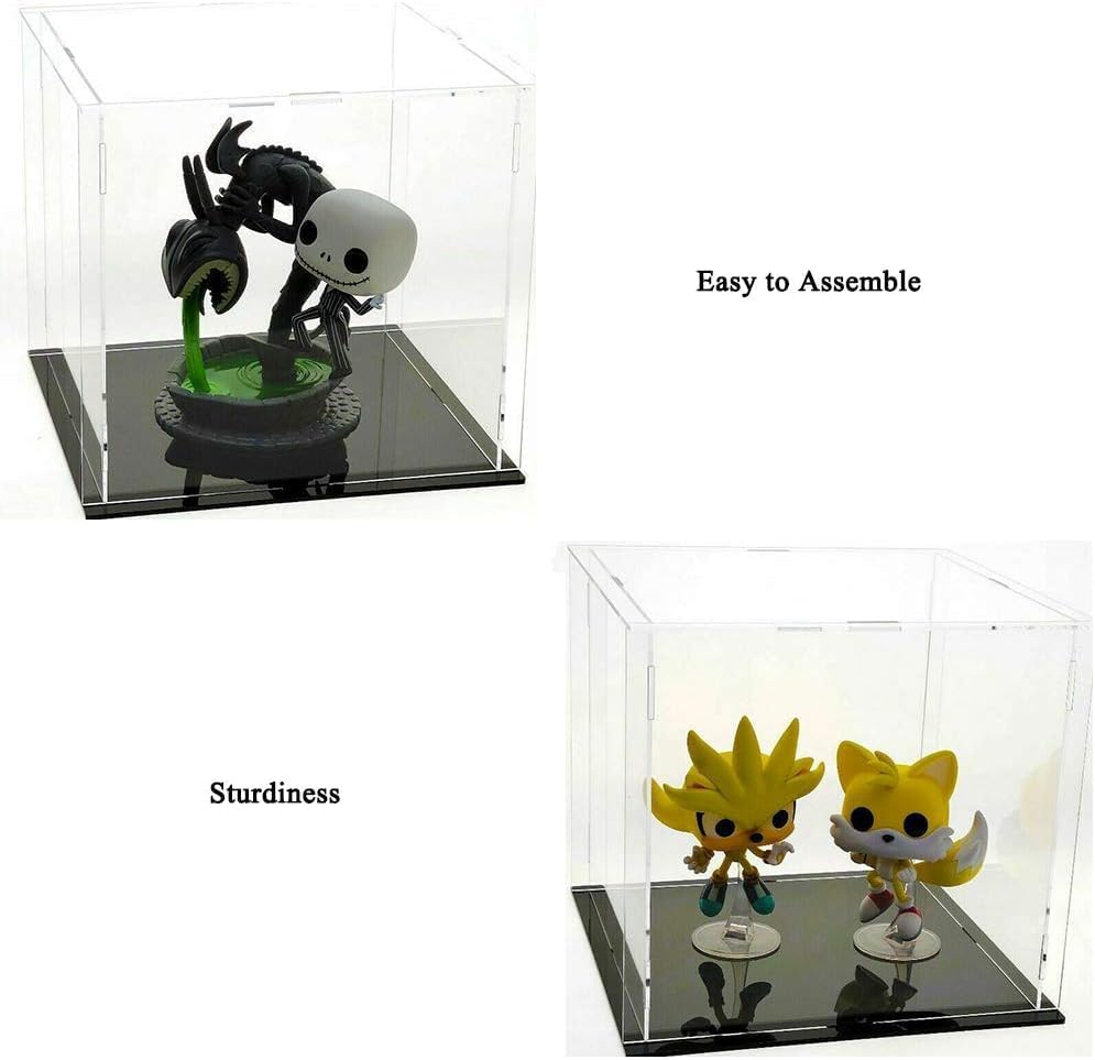 Image of Acrylic Display Case for Collectibles | Dustproof Transparent Showcase Box for Action Figures, Miniatures & Models | Countertop Cube with Protective Film ((6x6x6 inch; 15x15x15cm))