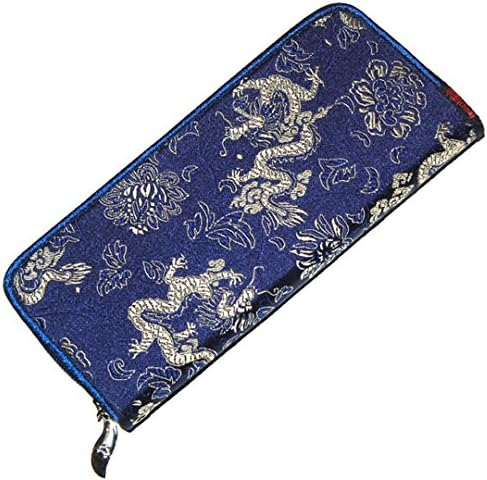 Chinese Silk Brocade Satin Pouch Dragon Handbag Coin Purses Long Wallet