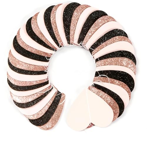 Image of Rose-Gold Black Pink Party-Decorations Heart Streamers Garland - 39FT Baby Girls Shower Hanging Paper Banner Christmas Wedding Engagement Bachelorette Bridal Shower Backdrop Valentines Decor