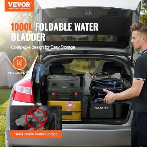 Image of VEVOR 1000L /264 Gallon Water Storage Bladder, RV Water Tank, 1000D PVC Collapsible Water Storage Containers, Large Capacity Soft Water Bag, Portable Water Bladder,Camping,Emergency Water Supply
