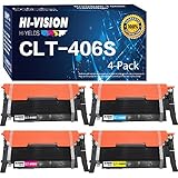HI-VISION Compatible Toner Cartridge Replacement for Samsung CLT-K406S CLT-C406S CLT-Y406S CLT-M406S (1 Black, 1 Cyan, 1 Yellow, 1 Magenta, 4-Pack) works with CLP-365W, CLX-3305FW, CLX-3305W