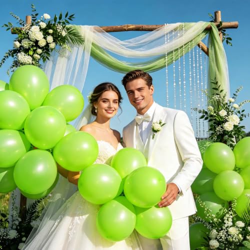 Image of 100pcs Lime Green Balloons 12 inch | Thickened Helium Fruit Green Balloons, Safari Jungle Dinosaur Summer Weddings St. Patrick's Day Birthday Party Decorations