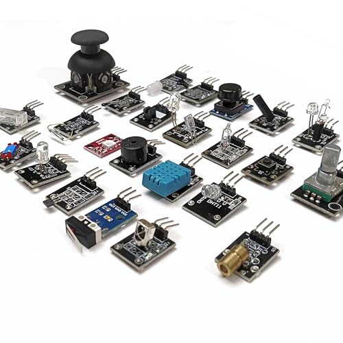 Image of 24-in-1 Sensor Module Kit Compatible with UNO, RPi, ESP32 - Includes Temperature, Light, Sound, Touch, IR, Tilt, RGB LED, Joystick, Buzzer, and More