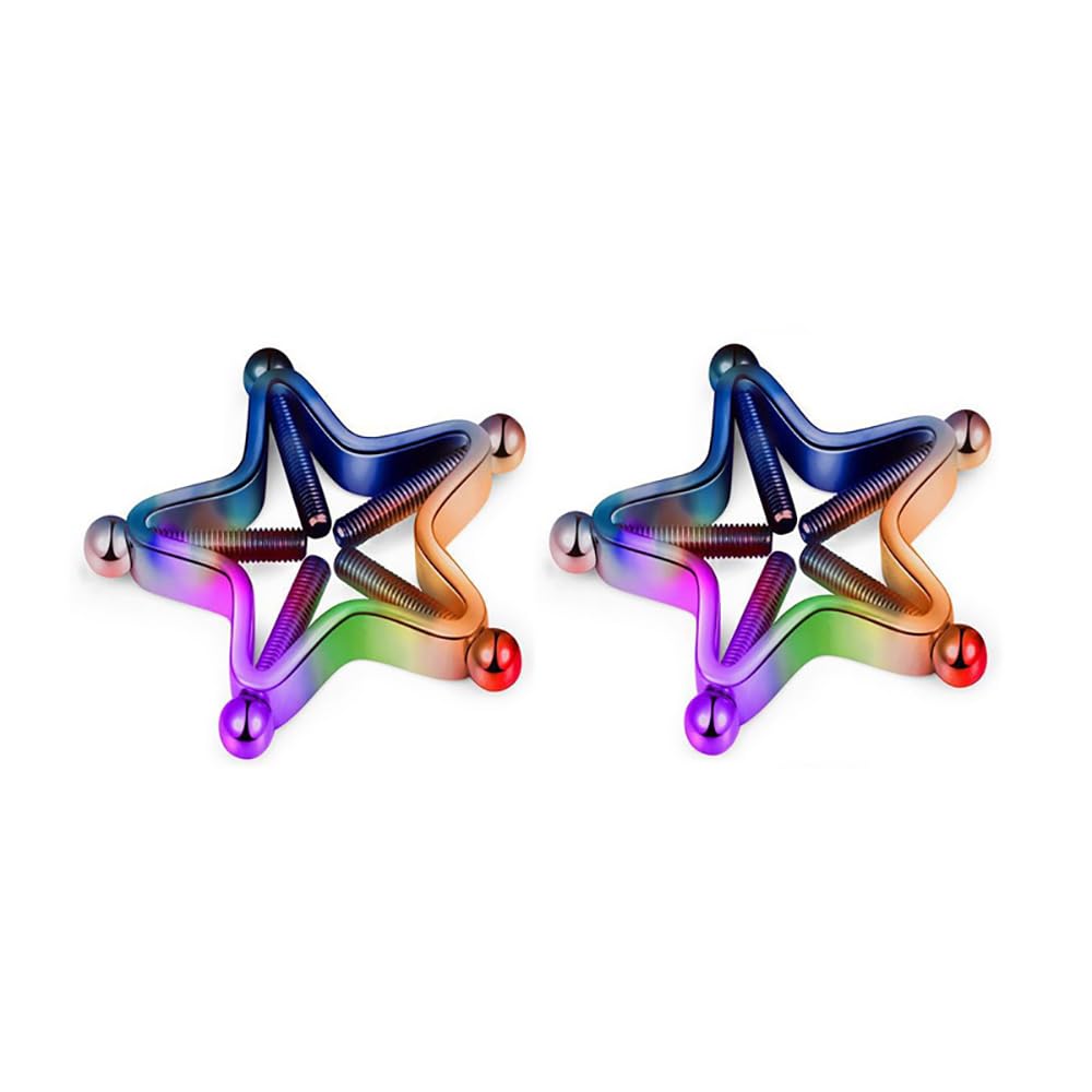 Niaspi Star Fake Nipple Rings for Women Non-Piercing Nipplerings Nipple Clip Barbells 316L Stainless Steel Cute Body Jewelry (): Colorful