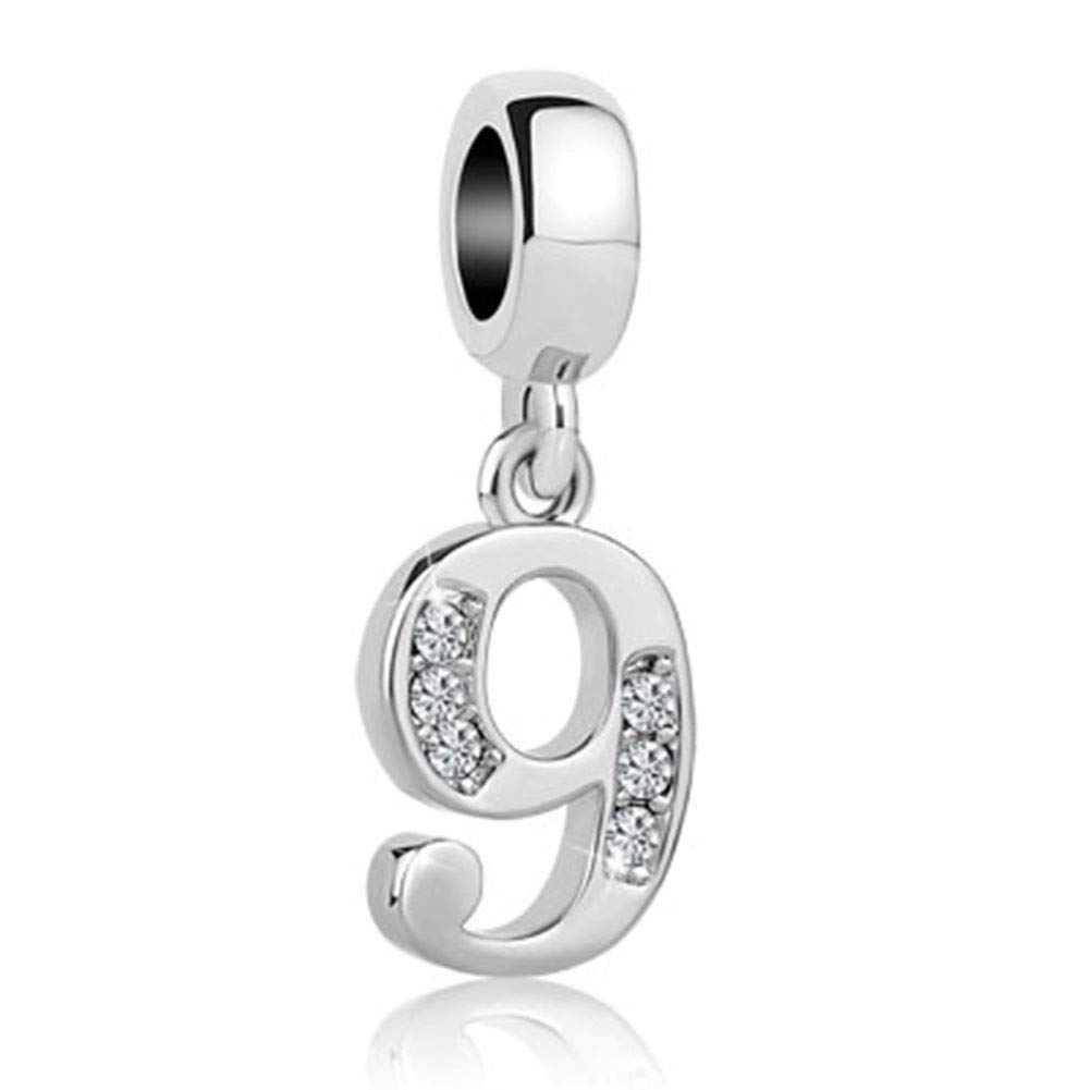 JewelryHouseLucky Number 1-9 Bead Charms fit Bracelets