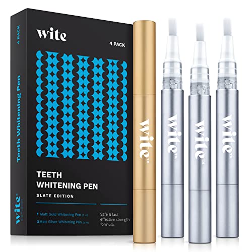 Teeth Whitening Pen 4pcs - Whitening Pen 4 Pack - Tooth Whitening Pen - Tooth Paint - Teeth Whitening Pens - Teeth Whitener Pen - Brighten Your Smile 3 Silver Pens & 1 Gold Mint Flavor