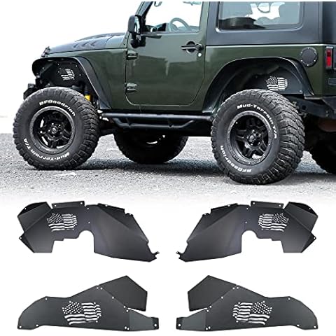 ROADER Front & Rear Inner Fender Liners US Flag Pattern Liner for 2007-2018 Jeep Wrangler JK JKU Unlimited Sport Sahara Rubicon 2/4 Doors Cover