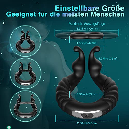 Penisring Vibrator, Penisringe Sex Spielzeug für die Paare mit Einstellbare Größe,Cockring Sexspielzeug für Paare Extrem Sex mit 10 Vibrationsmodi, Penis Ring Sex Spielzeug für die Männer Extrem – Bild 6
