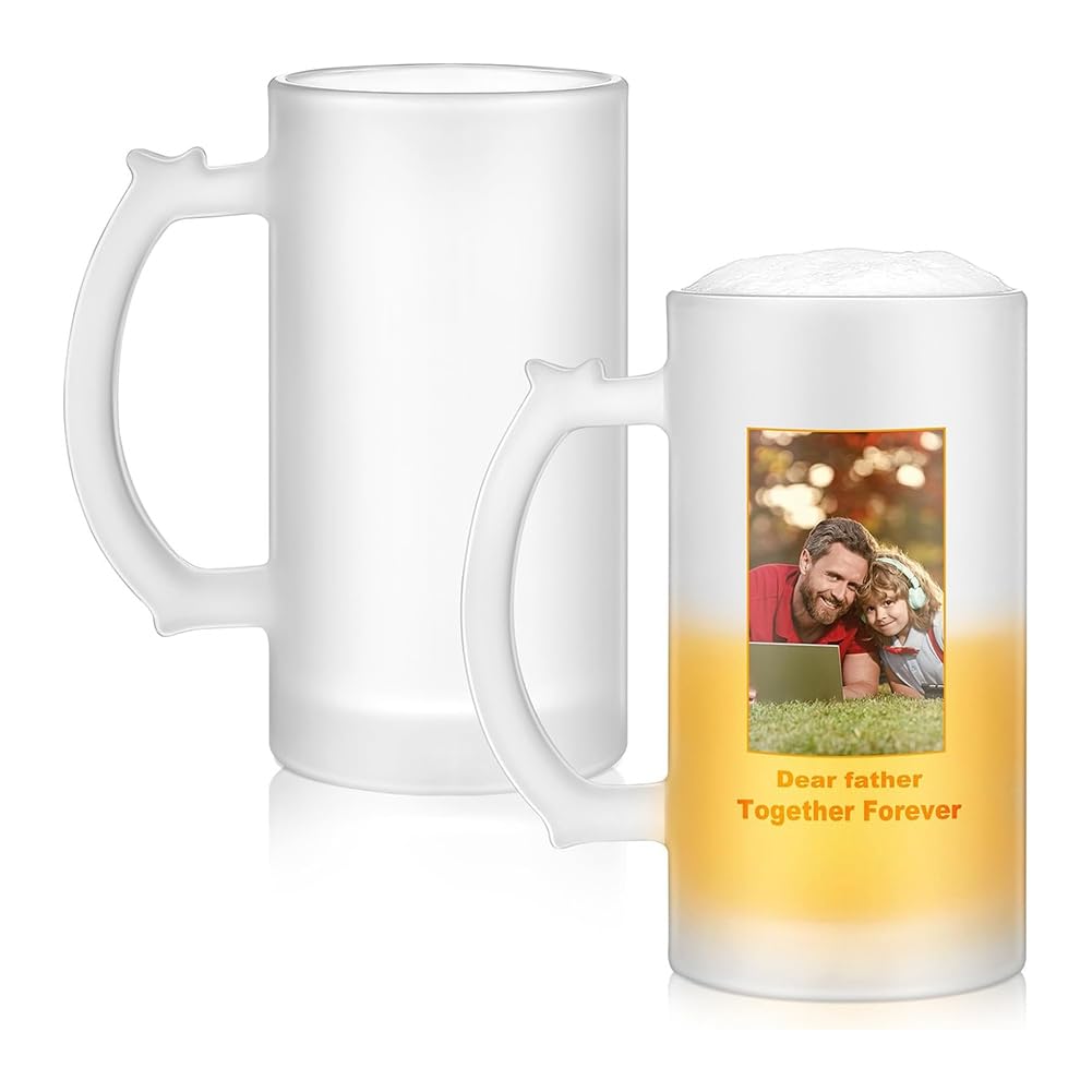 Chope à bière Tazas 2 pièces Sublimation personnalisée pour cadeau para cadeau 40 ml tasses en verre dépoli peuvent ajouter du texte photo