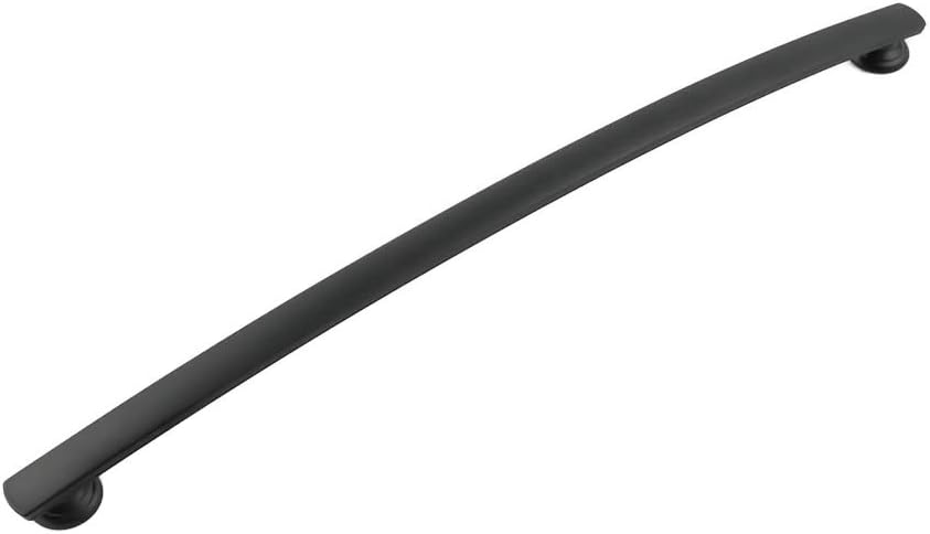 Hickory Hardware 5 Pack Solid Core Kitchen Cabinet Pulls, Luxury Cabinet Handles, Hardware for Doors & Dresser Drawers, 12 Inch Hole Center, Matte Black, American Diner Collection