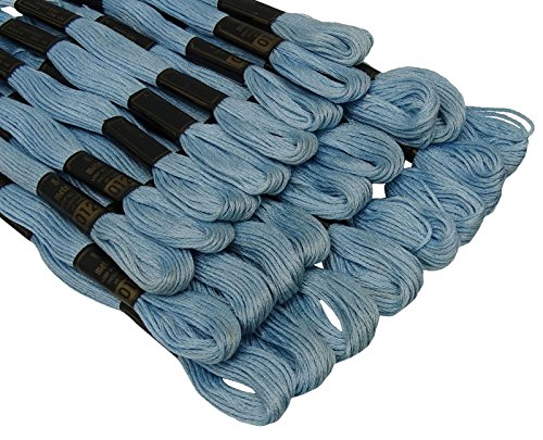 Image of Cross Stitch Hand Embroidery Thread Stranded Cotton Craft Sewing Floss 25 Skeins-Light Blue