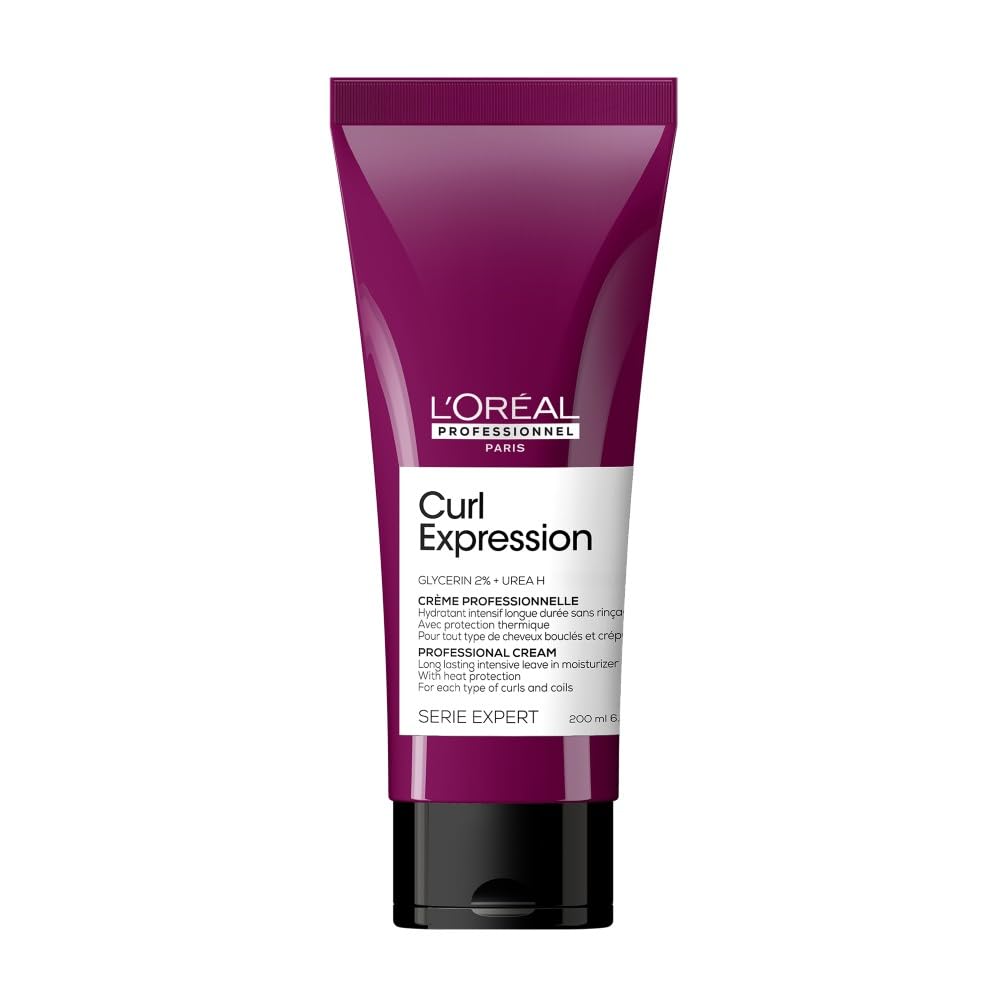 L'OREAL PROFESSIONNEL - Crème Cheveux Bouclés Hydratante Intensive Curl Expression - Soin Sans Rinçage Cheveux Bouclés, Frisés & Crépus - Hydratation 24H & Thermoprotection - Glycérine & Urée- 200 ml