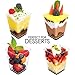 DLux 100 x 5.5 oz Mini Dessert Cups with Lids and Spoons, Square Large - Clear Plastic Parfait Appetizer Cup - Small re-usable Serving Bowl for Tasting Party Desserts Appetizers - Recipe Ebook