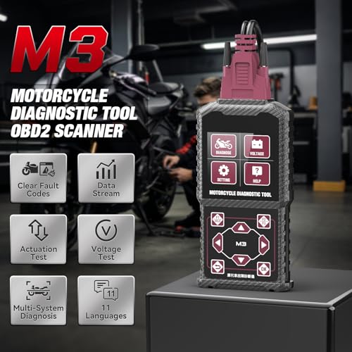 MR CARTOOL Motorcycle Diagnostic Tool OBD2 Motorcycle Fault Code Readers Scan Tool Motorcycle Code Reader Scaner Compatible with Yamaha 2/3/4P, Kawasaki 4-6P, Honda 4P, OBDII（Not Applicable to Bike） by MR CARTOOL - Image 3