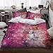 Pościel w rozmiarze King Size, 3 sztuki bawełniana poszewka na kołdrę, kreatywny nadruk w kolorze fuksji, zamek błyskawiczny, poszewka na kołdrę z 2 poszewkami na poduszkę, miękka oddychająca łatwa w pielęgnacji zestaw pościeli na cały rok, super king (260 x 220 cm)
