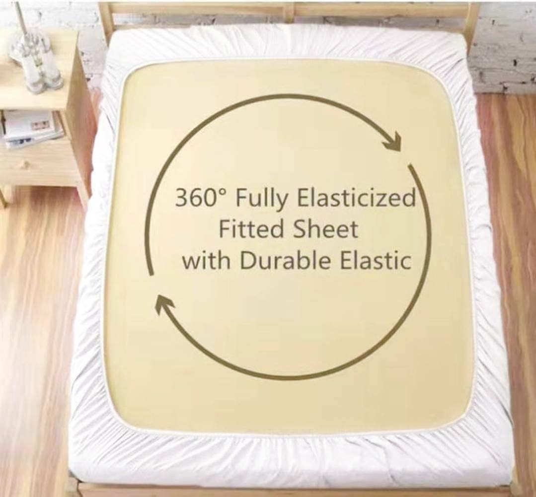 100% Egyptian Cotton 3 Piece Fitted Sheets - 600 Thread Count Extra Soft & 18" Deep Pockets - Elegant and Luxury Comfort Sheets & Pillowcases - Ivory Stripe, Full Size.