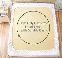 Vista 5 de Juego de sábanas de 5 piezas, rayas marfil, tamaño Queen, 1 sábana bajera (15 a 16 pulgadas) de bolsillo profundo, 1 sábana encimera, 1 funda