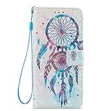 S9 Wallet Case, Galaxy S9 Case, JanCalm [Kickstand][Card/Cash Slots] [Wrist Strap] [3D Painted Dream Catcher Pattern] Premium PU Leather Fold Flip Pouch Cover + Crystal Pen