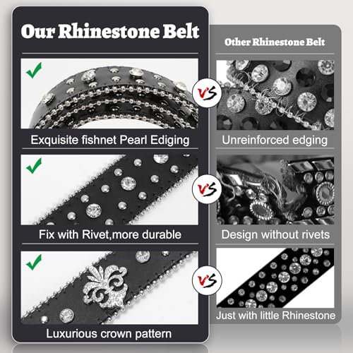 Sparkly Rhinestone Diamond Sequin Studded Belt for Men & Women - Western Cowgirl Cowboy Style4