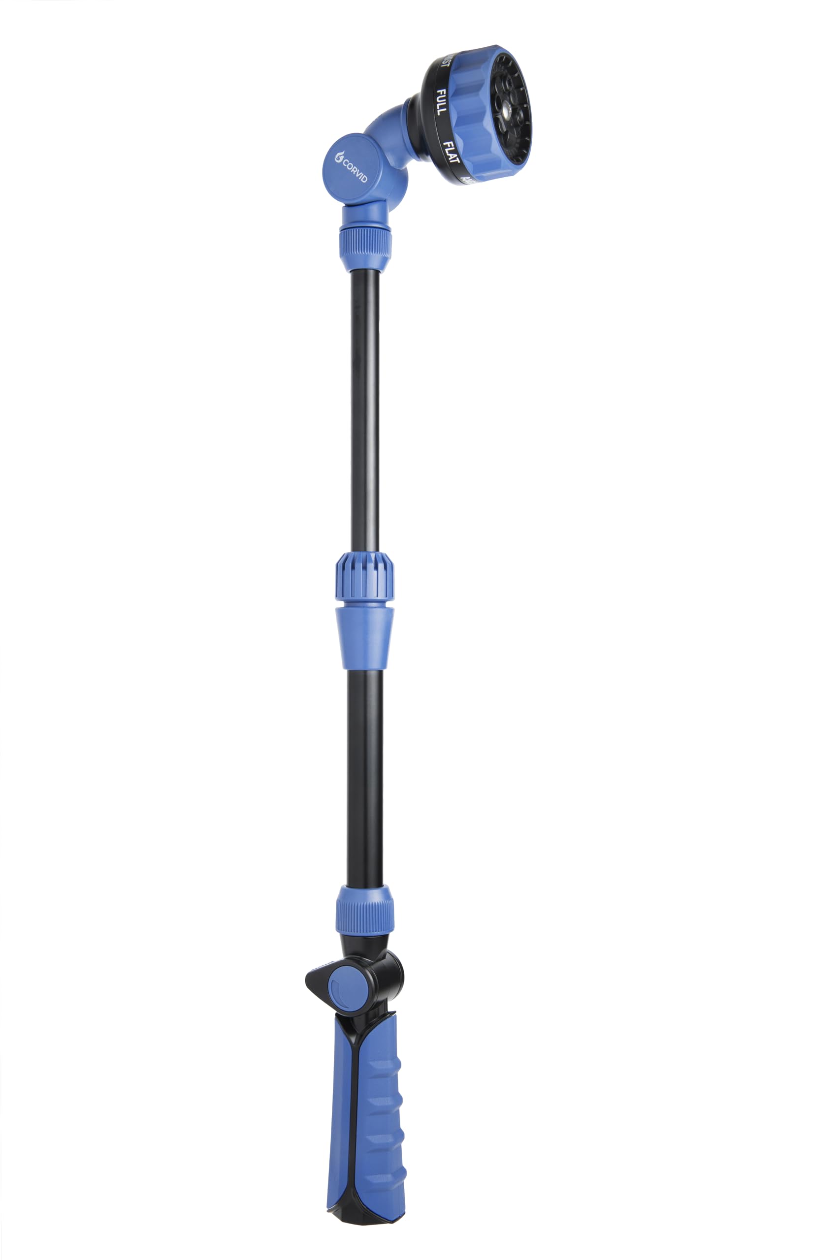 Con una varita de riego de jardín ajustable con control de pulgar, boquilla de manguera telescópica de 19 Corvid 24 pulgadas, 8 patrones de pulverización, zinc y aluminio resistentes para un riego y