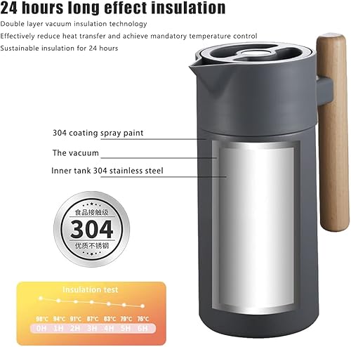 Miniatura 7 de Jarra térmica de acero inoxidable de 40 onzas, frasco de vacío de doble pared, retención de calor de 12 horas, dispensador de té, agua y café de