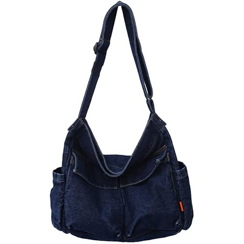 Yohora Denim Shoulder Bag Casual Style Lightweight Retro Travel Shopper Crossbody Handbag for Teen Girls Women