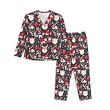 Photo Gallery fscev merry christmas - set pigiama da donna a maniche lunghe con cardigan, due pezzi, comodo da notte e abbigliamento da casa, nero , xxl Photo Gallery fscev merry christmas - set pigiama da donna a maniche lunghe con cardigan, due pezzi, comodo da notte e abbigliamento da casa, nero , xxl