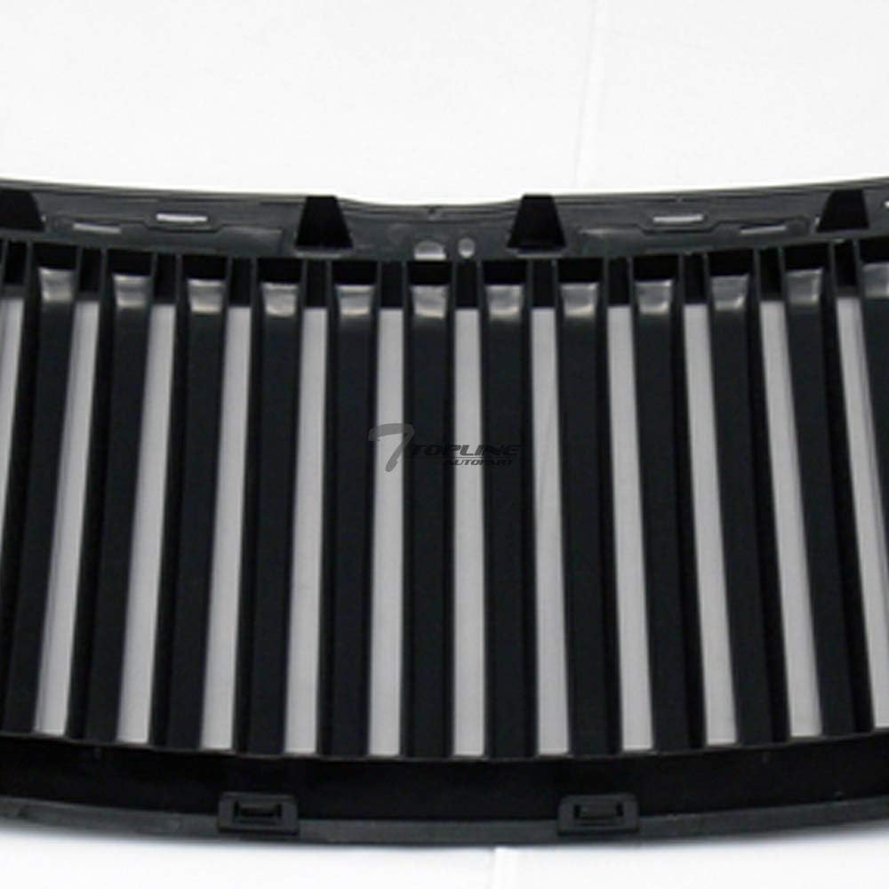 Luxury Vertical Front Hood Bumper Grille - Compatible With 2011-2014 Chrysler 300 300C All Models - Black ABS Replacement Mesh Grill Upgrade - Stylish Chrome Delete Front End Accessory
