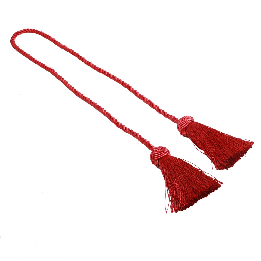 Curtain ties, Curtain Holdbacks Holders, 1Pc Handmade Weave Tassels s Silver Tieback Accessories(Red)